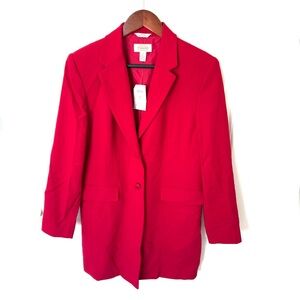 Talbots Vintage Wool Notched Collar Longline Blazer Jacket Size 6 NWT
